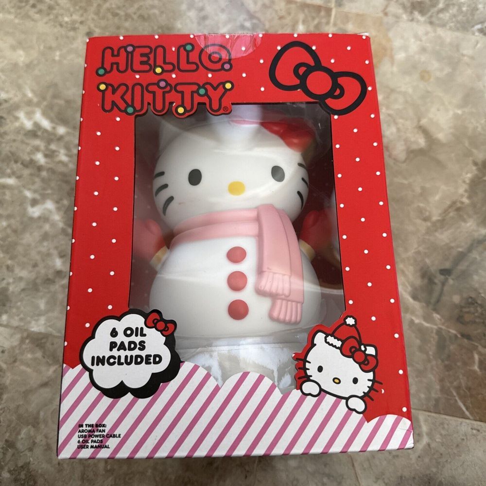 Hello Kitty Holiday Lighted Snowman LED Aroma Fan USB Power Cable 6‎ Oil Pad NEW